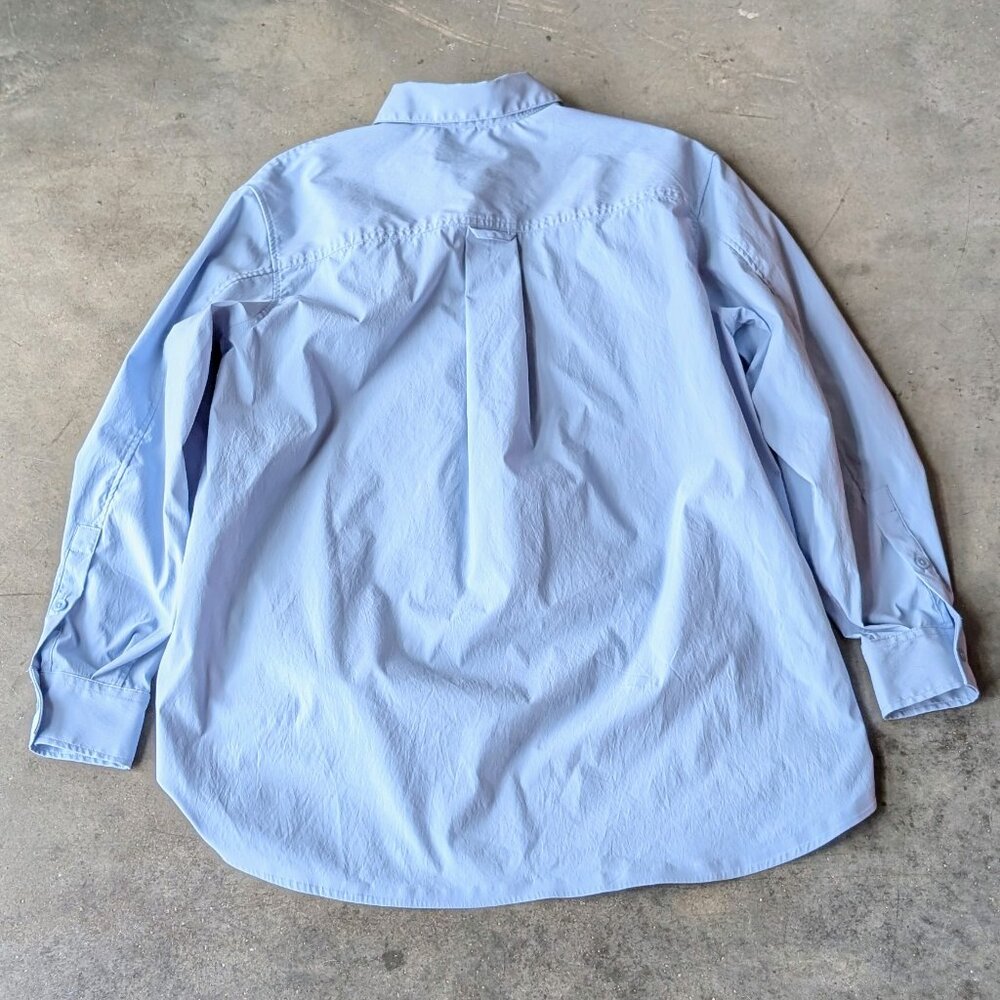 Athleta Oversized Performance Poplin Shirt in Heron Blue size XS - Picture 8 of 8
